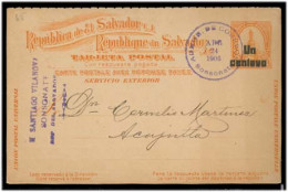 SALVADOR, EL. 1905 (24 April). Sonsonate - Acajutla. 1c Stat Card. VF Used. - Salvador