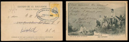 SALVADOR, EL. 1906 (11 Ago). Salvador - USA. Fkd PR 3c Yellow Stamp / Oval Cachet. Nice Cond. - Salvador