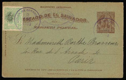 SALVADOR, EL. 1903. Chalchuapa - France. 2c Stat Card + Adtl. VF. - Salvador