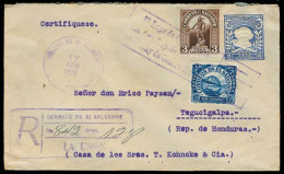 SALVADOR, EL. 1926. La Union - Tegucigalpa / Honduras.  Reg Stat Env + Adtls+ Slogan + Arrival Cds. VF. - Salvador