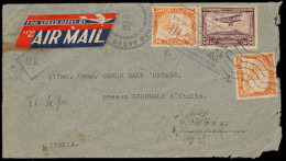 SALVADOR, EL. 1934. Salvador - Italy. Fkd Air Mail Env With Special Label "for Speed Reply By / Sent By Air Mail". - Salvador