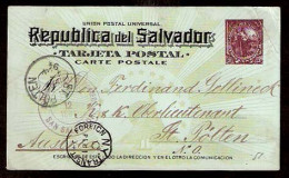 SALVADOR, EL. 1894. Salvador - Austria. 3c Stat Card / Transits NY. - Salvador