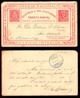 SALVADOR, EL. 1888. La Libertad - Salvador. REPLY HALF Stat Card Used. Xtraord. Rare. - Salvador