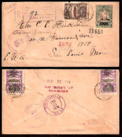 SALVADOR, EL. 1909. Santa Tecla - USA. Registered AR Stat Env + Adtls. 1908 Ovpt. - Salvador