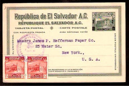 SALVADOR, EL. 1927. Salvador - USA. Ovptd Stat Card + Adtls. - Salvador