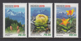 2019 Kyrgyzstan Mountain Flora Flowers Trees   Complete Set Of 3  MNH - Kirgizië