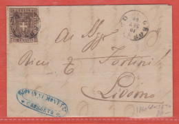 ITALIE TOSCANE LETTRE DE 1860 DE GROSSETO POUR LIVOURNE - Tuscany