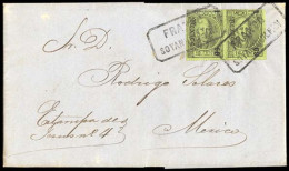 MEXICO. 1870 (25 Nov.). 66º (2). San Antonio To Mexico City. EL. Franked 1868 12c, Thick Figures, Horizontal Pair Perf.  - Mexico