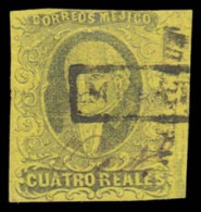 MEXICO. SC. 9º. 1861 4rs Black/yellow. Veracruz Name, MINATITLAN Box Cancel. Sch. 1790, Also Manuscript Date (October).  - Messico
