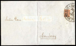 MEXICO. 1861 (5 July) Sc. 11bº. E. Guanajuato To Monterrey, Franked 1861. 8rs Black / Red Brown. Quadrisect. Tied SAN LU - Messico