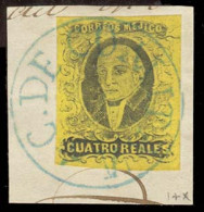 MEXICO. Sc. 9b, Used. 1861 4rs Black / Yellow With Very Good Margins. No District Name (Chiapas). "C. De COMITAN" (xxx)  - Messico