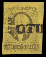 MEXICO. Sc. 9, Used. 1861 4rs Black / Yellow, Good Margins. APAM District "OTUMBA" Cancel. This Cancel Is A Remainder Ma - Messico