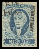 MEXICO. Sc. 1, Used. 1856. 1/2 Real Blue, With Very Good Margins All Around. TLALPUHAJUA District Name, With "Franco En  - Messico