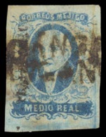 MEXICO. Sc. 1, Used. 1856 1/2 Real Blue, Wide Setting. Large Margins All Around. TLALPUJAHUA District Name + Double Canc - Messico