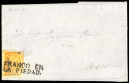 MEXICO. 1864. La Piedad To Morelia. EL. Franked 1864 2rs Eagle 1ST PERIOD (Sc. 23b Used). Morelia District, Sub. 5 (La P - Mexico