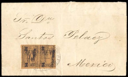 MEXICO. 1869 (11 March). Jojutla To Mexico. EL. Franked 1868 6c Small Figures Perf., Horizontal Pair. Cuernavaca Distric - Mexico