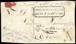 MEXICO. 1874 (3 April). San Luis De La Paz To Mexico City. CERTIFICADO Front Bearing 100c Grey Lilac Perf 1872 Issue (Sc - Mexico