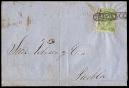 MEXICO. 1857(July 25). Sc.3º. Huatusco To Pueb;a. E.franked 1856 2 Rs Yellow-gree, Cordova District Name, Tied Huatusco  - Mexico