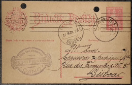 1922 Portugal POSTAL STATIONERY  Bilhete Postal, SOUZEL TO LISBOA COM CARIMBO COMERCIAL "MARCEARIA E FAZENDAS" Cano - Lettres & Documents