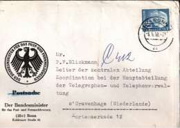 ! 1958 EF 40 Pfg. Heuss, Aus Bonn In Die Niederlande, Postministerium - Briefe U. Dokumente