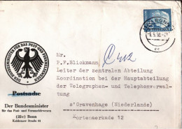 ! 1958 EF 40 Pfg. Heuss, Aus Bonn In Die Niederlande, Postministerium - Covers & Documents