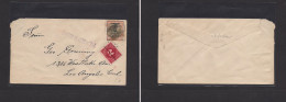 MEXICO. Mexico - Cover - C,1914 Sonora Color Seal To USA LA Fkd Taxed US P Dues Env. Easy Deal. - Mexico