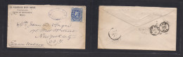 MEXICO. 1886 (Jan) Cusihuiriachic, Chihuahua - USA, NYC (26 Jan) Muning Cº Fkd Env 5c Blue Medalion, Blue Cork + Oval "A - Mexico