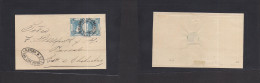 MEXICO. C. 1872. SLP - Parral, Chihuahua. E Fkd 12c Blue Imperf Pair, Central Doble Ring Town Ds. VF. - Mexico