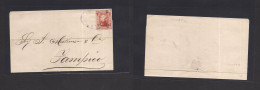 MEXICO. 1873 (18 Oct) Tuxpam - Tampico. E Fkd 25c Red Imperf. Veracruz Name 50-33, Tied Oval Ds. TUXPAM. - Mexico