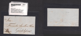 MEXICO. 1858 (21 Sept) Aguascalientes - Gjara. Dated E. Fkd 8as 56 Zacatecas Name Quadrisect, Tied Pen Cancel, Postal Fr - Mexico