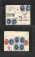 MEXICO. 1894 (Dic 19) Tampico - USA, Philadelphia (27 Dec) Registered Multifkd Front + Reverse Large Numerals 5c Blue (x - Mexico