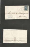 MEXICO. 1876 (12 Marzo) Guadalajara - Colima. E Fkd 25c Blue 1874 Issue, District Name + 16-76 Consigment Nr. Oval Ds. F - Mexico