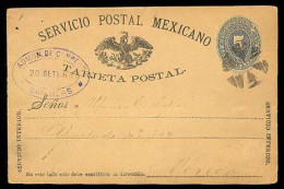 MEXICO. 1888(20 Sept). San Blas To Mexico. 5 C Blue Numeral Stat.card With Oval Blue Mark. Fine. - Mexique
