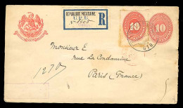 MEXICO. 1891. Celaya/Queratario To France 10c.numeral Stat.envelope+adtl. Registered. Very Fine. - Mexique