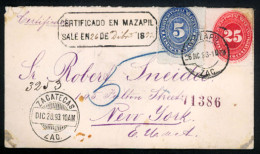 MEXICO. 1893 (26 Dic). Mazapil To New York/USA. Registered Franked Envelope With 5c.blue + 25c.vermilion (Sc.216,221), T - Mexique