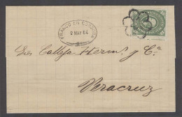 MEXICO. 1884 (2 May). Cordoba - Veracruz. EL Fkd 10c Green Medallion Issue Flower With  Six Petals + Star Of Six Points. - Mexique