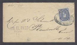 MEXICO. 1885. DF - USA. Conn, Plantsville. Fkd Env 5c Blue Medallion Issue Oval Ds.via El Paso TX Cachet. Fine. - Mexique