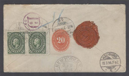 MEXICO. 1894 (3 March). DF - Germany (19 March). Via NY (9 March). Reg AR Printed Env Bearing On Reverse Medallion 12c G - Mexique