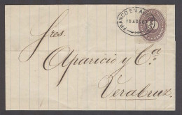 MEXICO. 1887 (18 Aug). Alvarado - Veracruz. Hand Made Env Fkd Single 10c Lilac Numeral Issue Mostly Imperf Tied Oval Dep - Mexique