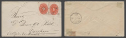 MEXICO. 1894 (7 Dic). Noria De Los Angeles - Zacatecas (8 Dic). Fkd Env Nurals 4c + 6c Intense Red Boxed Franco Ex-Evans - Mexique
