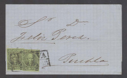 MEXICO. 1871(14 Feb). Eslanzuela-Puebla. E. Fkd 1868 12c X2 5-71 / Orizava Pmk. - Mexique