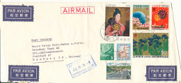 Japan Cover Sent Air Mail To Germany 20-5-1970 With More Topic Stamps Folded Cover - Airmail