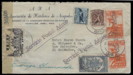 Mexico - XX. 1944 (3 Nov). Acapulco - Salvador (18 Nov). Air Multifkd Entrega Inmediata. US Censored Env. VF + Scarce Co - Mexico