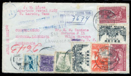 Mexico - XX. 1944 (20 June). Nuevo Laredo / Tam - DF. Reg AR Airmail Express / Entrega Inmediata Multifkd Env. Well Tran - Mexico