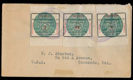 Mexico - XX. 1914 (25 Sept). Nogales - USA / Coronado. Fkd Env Sonora Green Seal Prov Fkd Env 1c + 2c + 3c / Tied Cds. - Mexico