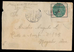 Mexico - XX. 1913 (28 Oct). Ures - Nogales. Sonora Green Seal Provisional 5c, Coloured Perce / Arrival Cds. - Mexico