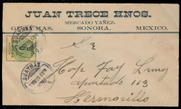 Mexico - XX. 1914 (10 Nov). Guaymas - Hermosillo. Comercial Ilustr Env Fkd 5c Sonora Provisional / Cds. VF. - Mexico