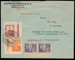 Mexico - XX. 1932 (11 Dec). El Salto De Tepuxtepec / Michoacan - Germany. Multifkd Env. 2 Stamps Corner Of Sheet. - México