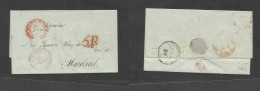 MEXICO - Stampless. 1842 (22 Sept) DF - Madrid, Spain (23 Dic) EL Full Text, Reverse Cds "Franqueado Veracruz" Carried V - Mexico
