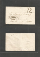 MEXICO - Stampless. 1846 (15 Enero) Chalchihuites - Durango (17 Enero) E. Oval Tonn Cachet + "2" Dur. VF + Appealing Mar - México
